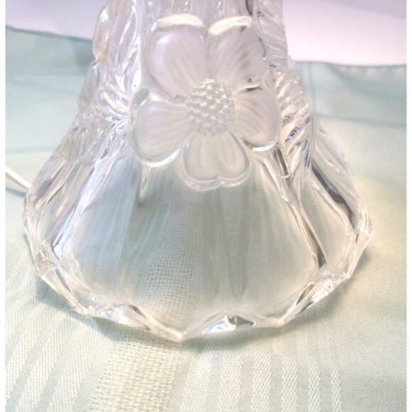 1940s-50s Frosted Glass Floral Lamp Dogwood Flower Base Art Deco Revival - Picture 12 of 13